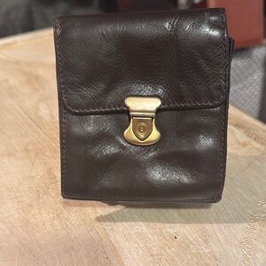 Perlina Rich Brown Leather Wallet with Gold Accent